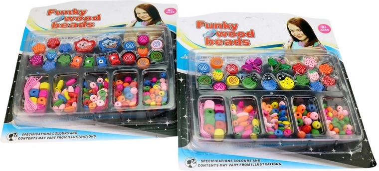 Wooden Beads for Stringing on Card 25 × 28 cm