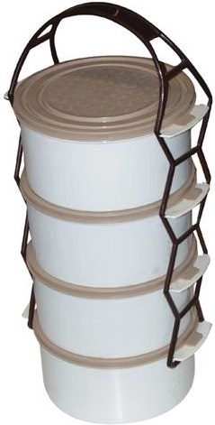 Plastic food carrier 4× 1.0 l with connecting handle