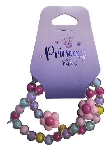 PINK helmeste käevõrude komplekt südamekestega (2 tk)