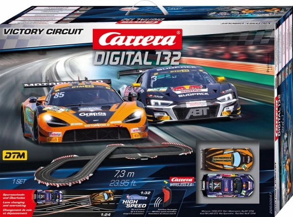 Carrera Digital 132 Victory Circuit Slot Car Track 7.3 m with McLaren 720S GT3 and Audi R8 LMS GT3
