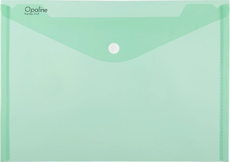Polypropylene press-stud document wallet A4 Opaline, green (180 µm, 5-pack)
