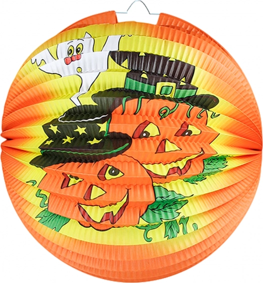 Halloweeni latern rõõmsate kõrvitsate motiiviga