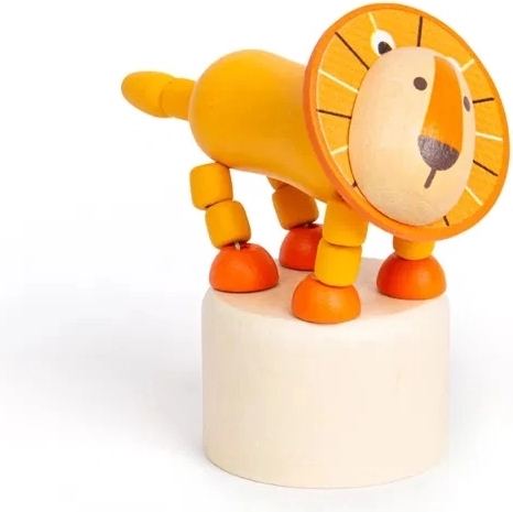 Bigjigs Toys puidust vajutatav safari loomake Lõvi