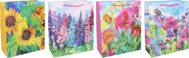 Kinkekott L 31 × 42 × 12 cm – lillemotiiv, variantide segu