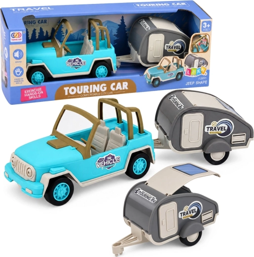 Off-road vehicle with caravan with sounds – blue travel set