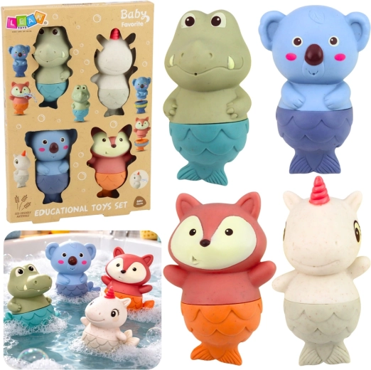 Set of bath toys mermaid-tailed animals, 4 pcs