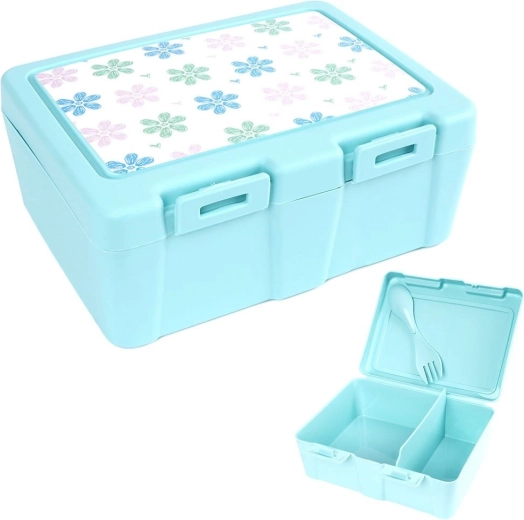 Lunch box with 2 compartments and spork 1 l