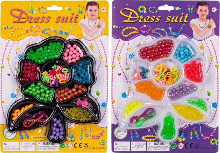 Threading beads for children in two colors