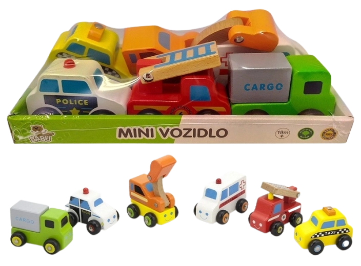 Babu puidust mini-sõidukid – 6-osaline komplekt