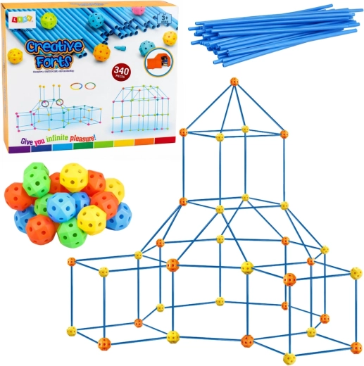 Creative tube construction set for 3D builds, 340 pieces