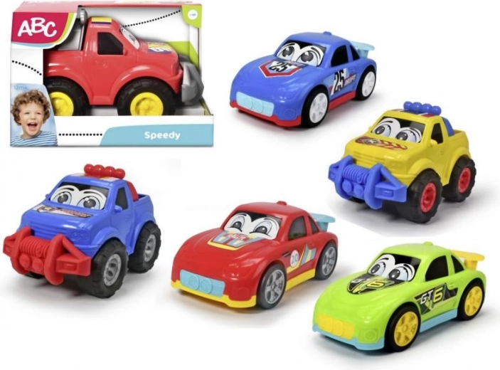Abc speedy auto kõige pisematele 27 cm – võidusõidu- ja veoautode komplekt (6 tüüpi)