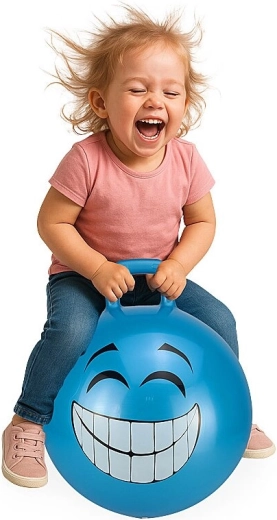 Hüppemispall käepidemega HoppyDoo Smile sinine 45 cm koos pumbaga