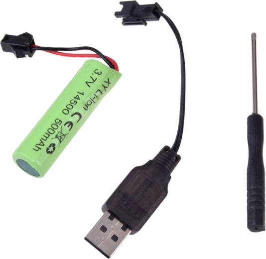 Laetav 3,7 V aku USB-kaabliga