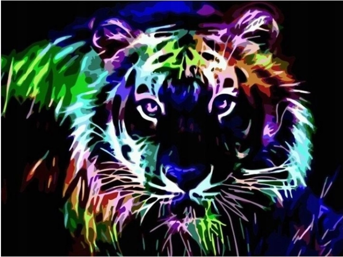 Teemantmaal Neon-tiiger 30 × 40 cm