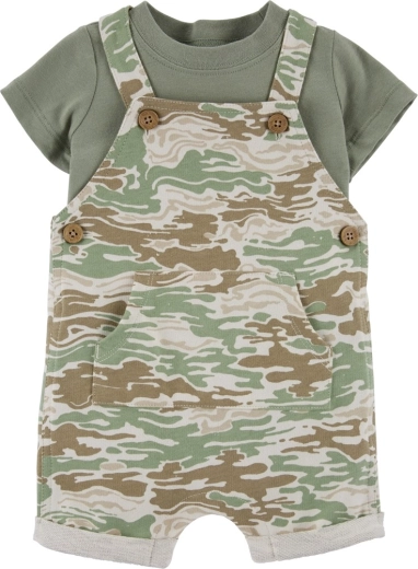 Carter’s kaheosaline komplekt poistele – lühikeste varrukatega T-särk ja traksidega traksipüksid (lühikesed) Green Camo (3 kuud)