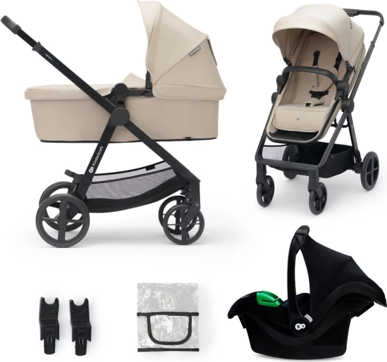 Kinderkraft 3-in-1 travel system stroller Newly classic black with Mink Pro i-Size car seat