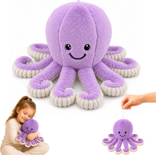 Plüüsist kaheksajalg elastsete kombitsatega, lilla 30 cm