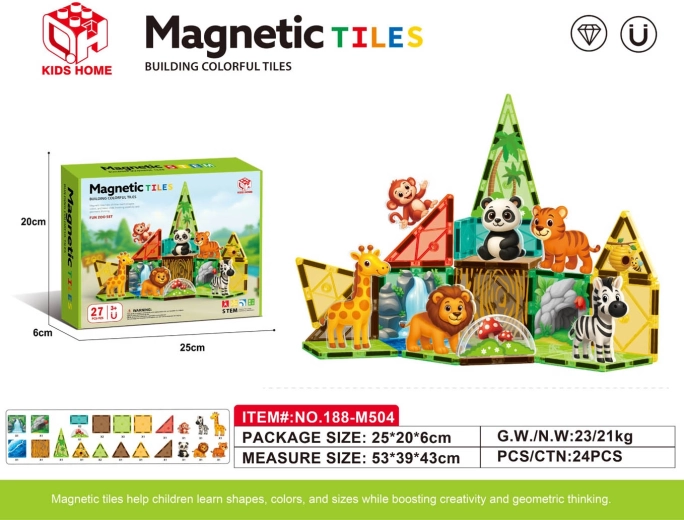 Magnetiline ehituskomplekt ZOO, 27 detaili