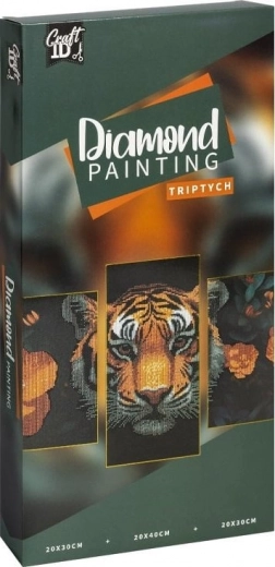 Teemantmaalimine raamile – tiiger triptühhon 40 × 20 cm + 30 × 20 cm