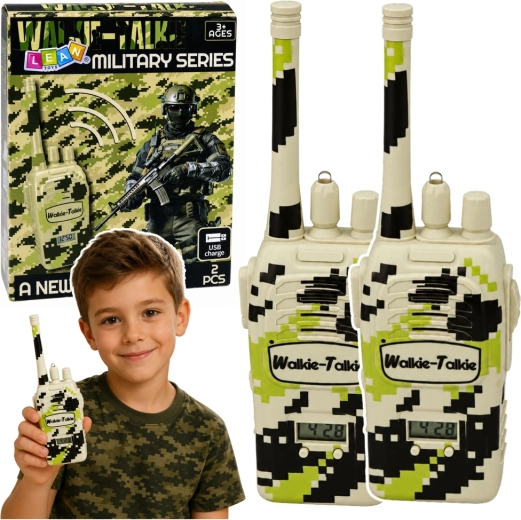 Children’s military walkie-talkies with USB charging and range up to 200 m (2 pcs)