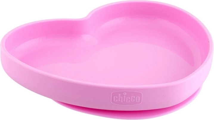 Chicco silicone heart-shaped plate, pink, 9m+