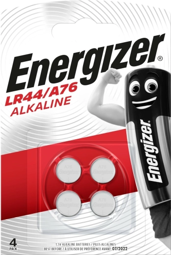 Alkaline button batteries ENERGIZER A76 LR44 1.5 V, 150 mAh, 4 pcs