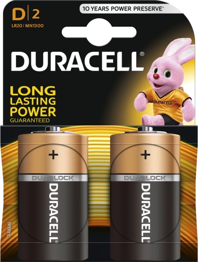 Duracelli aluselised patareid D 1,5 V, 2 tk