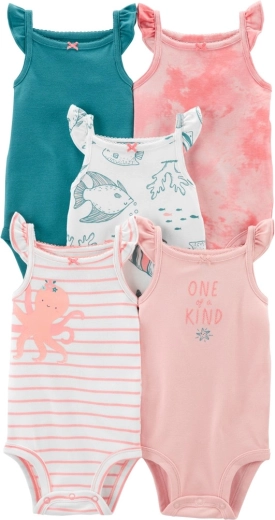 Carter's tüdrukute varrukateta bodi Pink Ocean (5 tk) 3 m