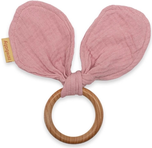 Teether with muslin New Baby Ears pink