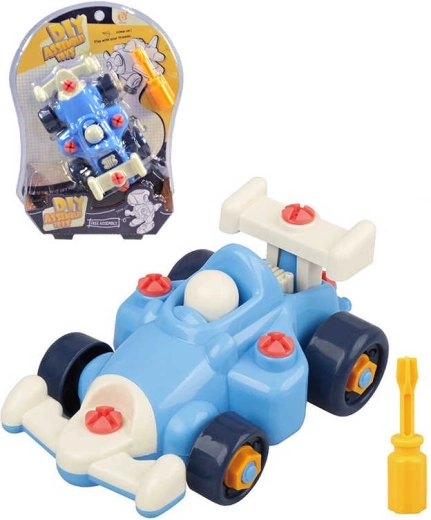 Colorful screw-together sports car 16 cm with tools - 1 set