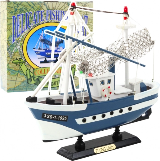 Model Collectible Fishing Boat Flying Lady Blue 24x23 cm