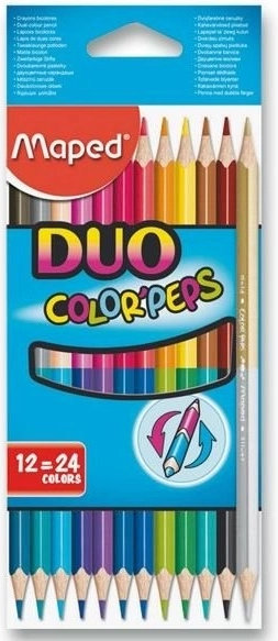 Ergonoomilised kolmnurksed värvipliiatsid DUO Color'Peps 12 tk