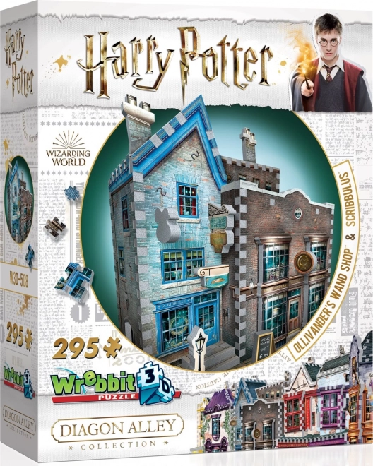 3D pusle WREBBIT HARRY POTTER: Ollivanderi võlukepipood ja Scribbulus – 295 tükki