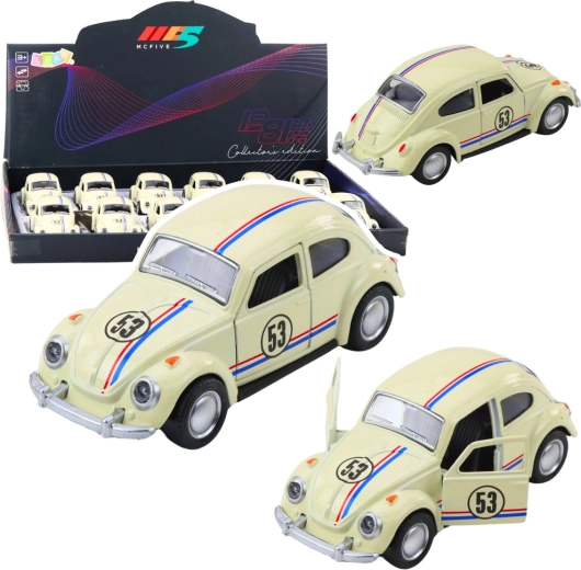 Metal classic Beetle 1:32 with pull-back drive, opening doors, beige