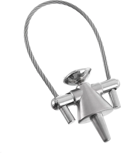 Metal keychain with wire cable – doll, 8 cm