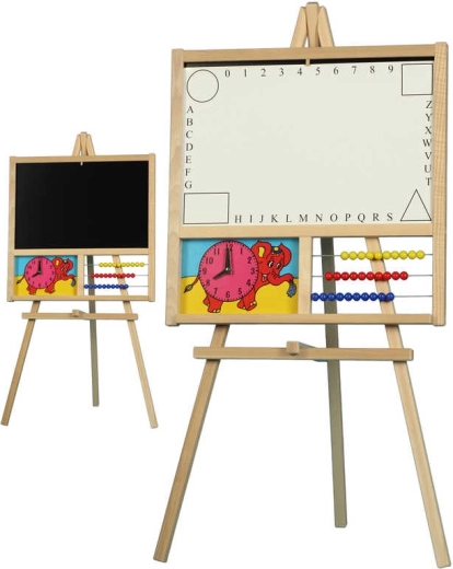 Wooden 2-in-1 Standing Board with Abacus and Clock