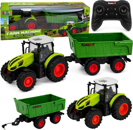 RC põllumajandustraktor kallurhaagisega 1:24 LED-tuledega