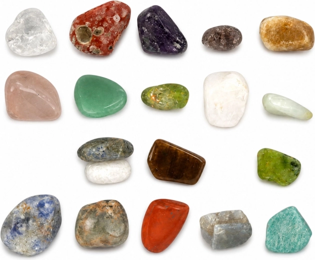 20 different polished semi-precious stones