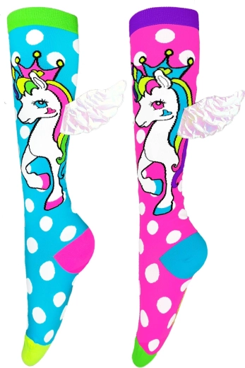 Crazy Knee-High Socks with a Flying Unicorn MADMIA