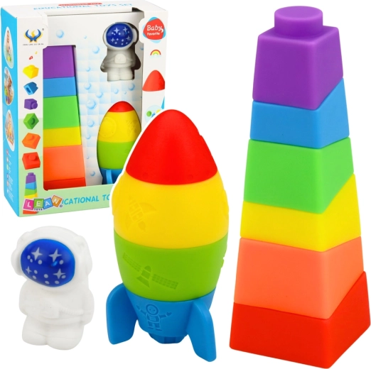 Set of Rubber Blocks Rocket and Tower, 11 Pieces