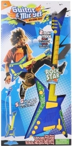 Children's battery-powered guitar with microphone