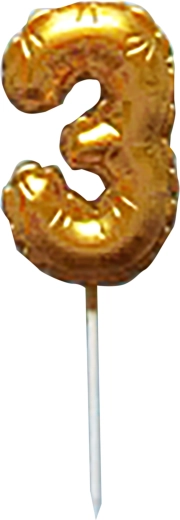 Cake candle number 3 gold 6 cm
