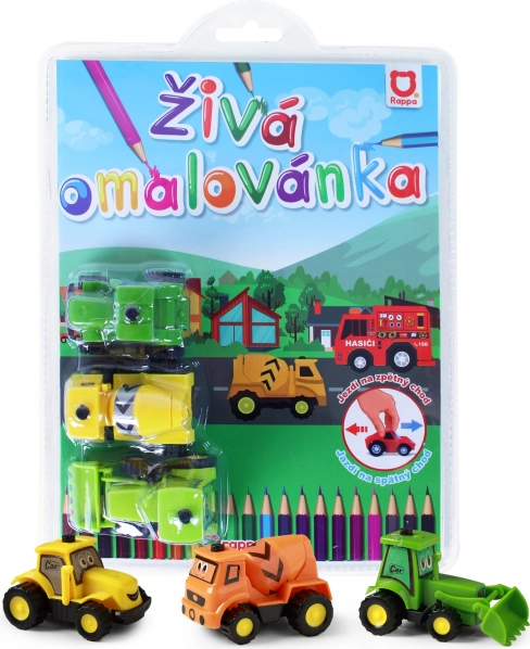 Elav värviraamat ehitusautod – 3 tk komplekt