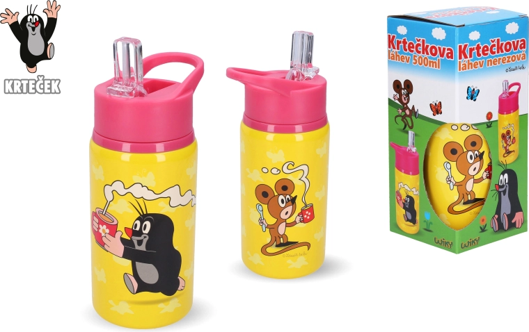 Mutt 500 ml roostevabast terasest pudel, roosa