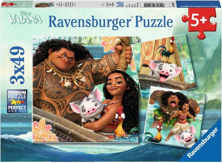 Ravensburgeri pusle Vapper Vaiana: Teekond seiklusele 3×49 tükki
