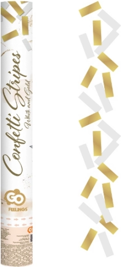 Pneumatic confetti gold–white paper strips