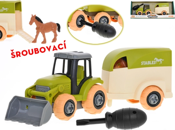 Kruvitav traktor haagise ja hobusega 26 cm