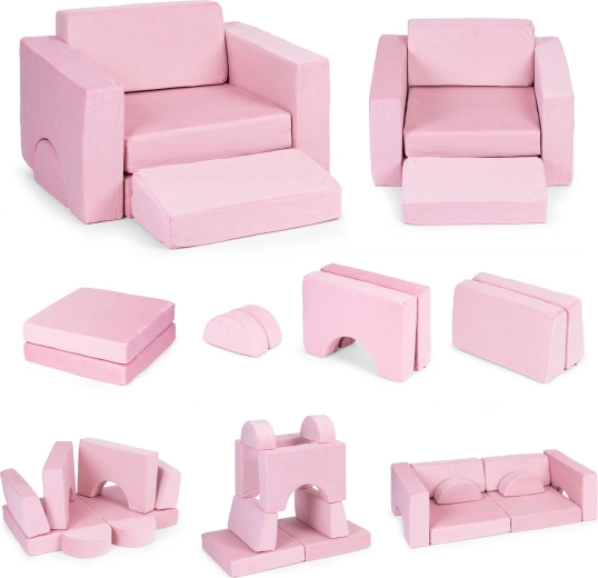 Modulaarne laste tugitool 8 padjaga ECOTOYS – roosa