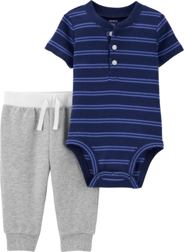 Carter's 2-piece baby set – short-sleeve bodysuit and sweatpants Black Animals (boy)