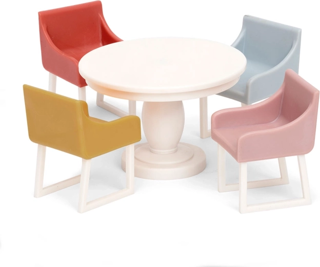 Lundby Basic nukumaja söögitoakomplekt – ümmargune laud ja 4 tooli